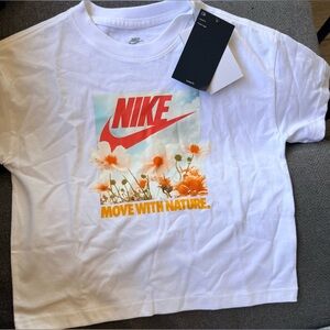 Nike Kids White and Orange Nature Graphic Tee